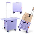 Foldable Utility Cart Folding Portable Rolling Crate with Magnetic Extended Lid,360Rotate Wheels,176LBS Load Capacity,Heavy Duty