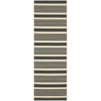 SAFAVIEH Courtyard Collection 2'3'' x 22' Black/Bone CY6062 Stripe Indoor/ Outside Waterproof Easy cleansingPatio Backyard Mudro