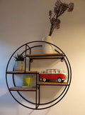 Intense Art Circular Iron & Wood Wall Shelf 4 Tiers Of Elegance & Utility For Attractive Room Stylish Display & Storage Bliss., 