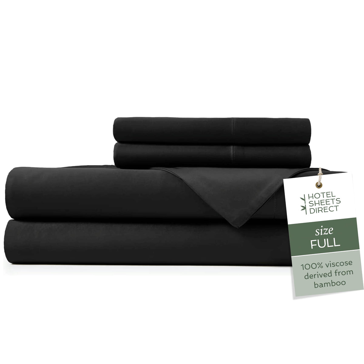 Hotel Sheets Direct 100% Viscose Derived From Bamboo Sheets Full - Cooling Luxury Bed Sheets W Deep Pocket - Silky Soft - Black