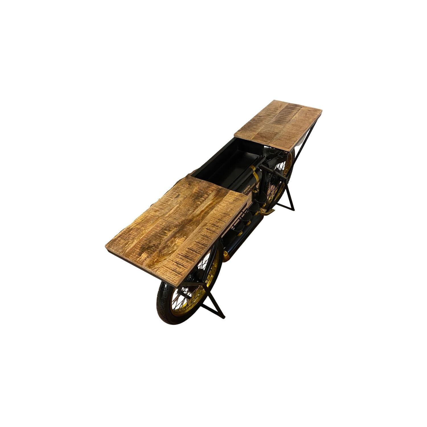 HomeRoots Black and Gold and Natural 16' Free Form Kitchen Cart