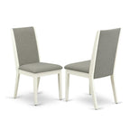 East West Furniture Dlla3-Whi-06 3 Piece Kitchen Table Set For Small Spaces Contains A Round Dining Table With Pedestal And 2 Shitake Linen Fabric Upholstered Chairs, 42X42 Inch, Linen White