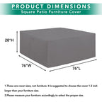 Easy-Going 600D Heavy Duty Patio Furniture Cover, Outdoor Square Table And Chair Set Cover, Waterproof Outdoor Sectional Set Cover (76'L X 76'W X 28'H, Grey)