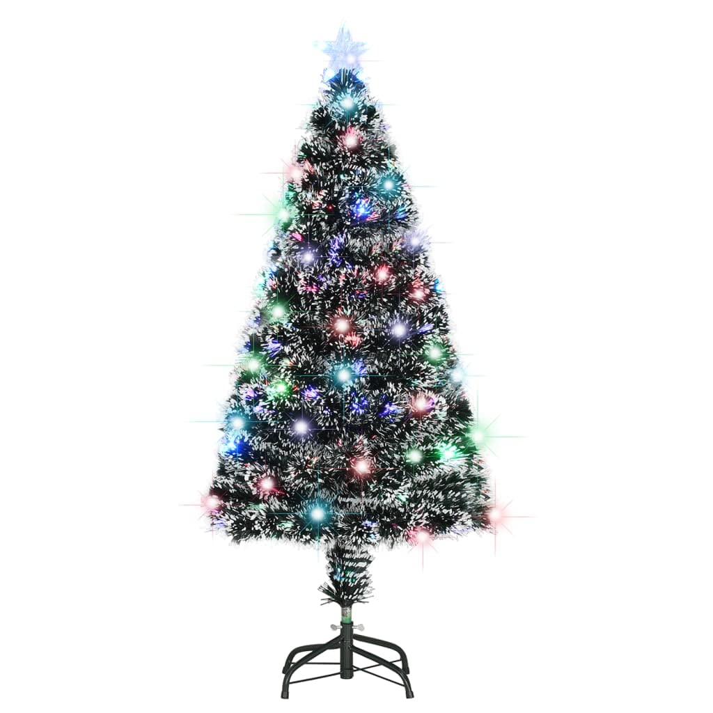 vidaXL 4 ft Pre-lit Artificial Christmas Tree with Star Topper, Indoor & Outdoor Holiday Decoration with Stable Base, Lifelike Green PVC Branches, Easy Assembly, Full-Bodied Xmas Tree