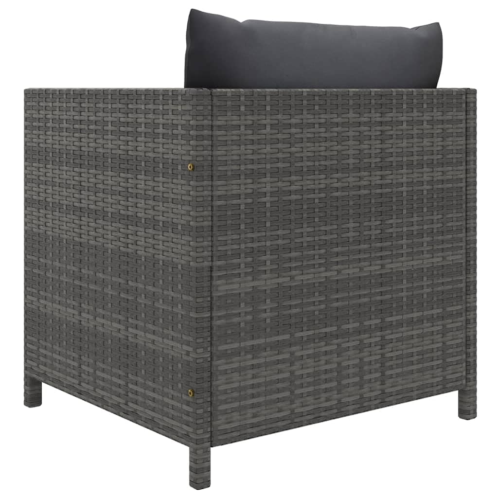 vidaXL Outdoor Patio Sofa with Removable Cushions | Gray Poly Rattan Lounge Sofa | Modular Design for Personalized Configuration | Durable and Comfortable