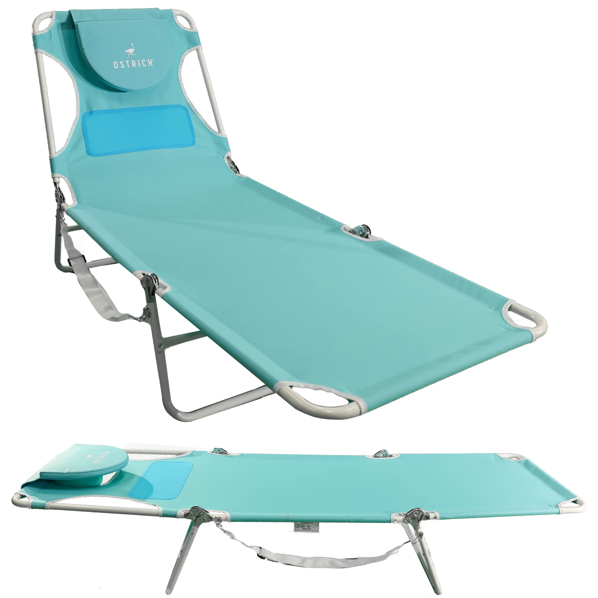Ostrich Outdoor Lightweight Folding Adjustable Reclining Ladies Mens Comfort Chaise Lounge Beach Chair for Tanning Pool Lake Pat