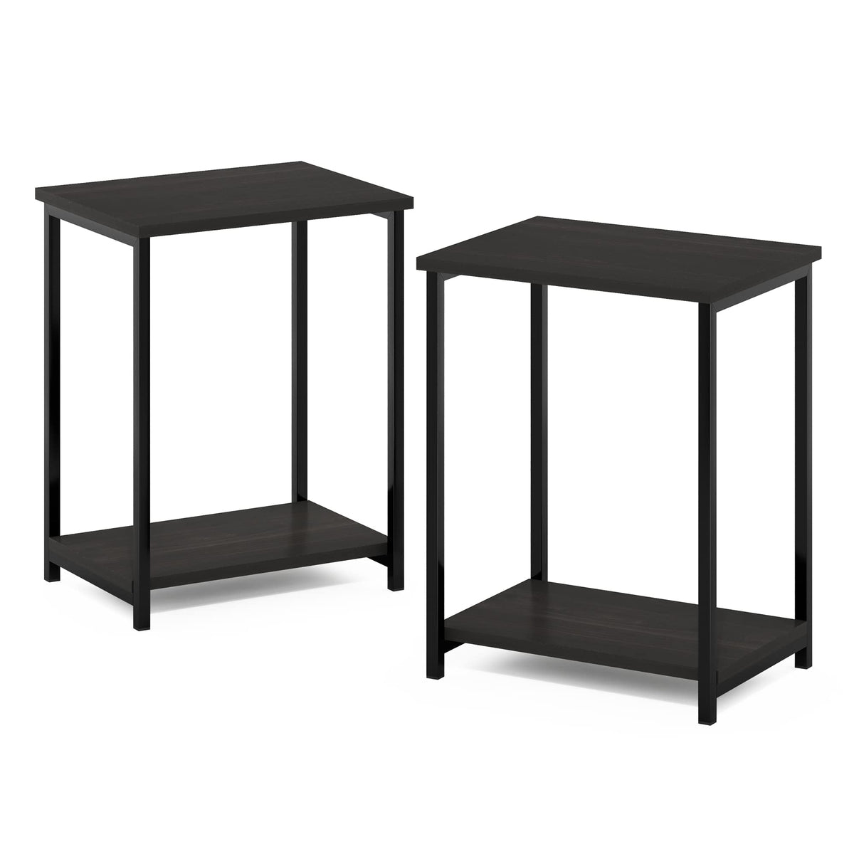 Furinno Simplistic Metal Frame End Table, 2-Pack, Espresso