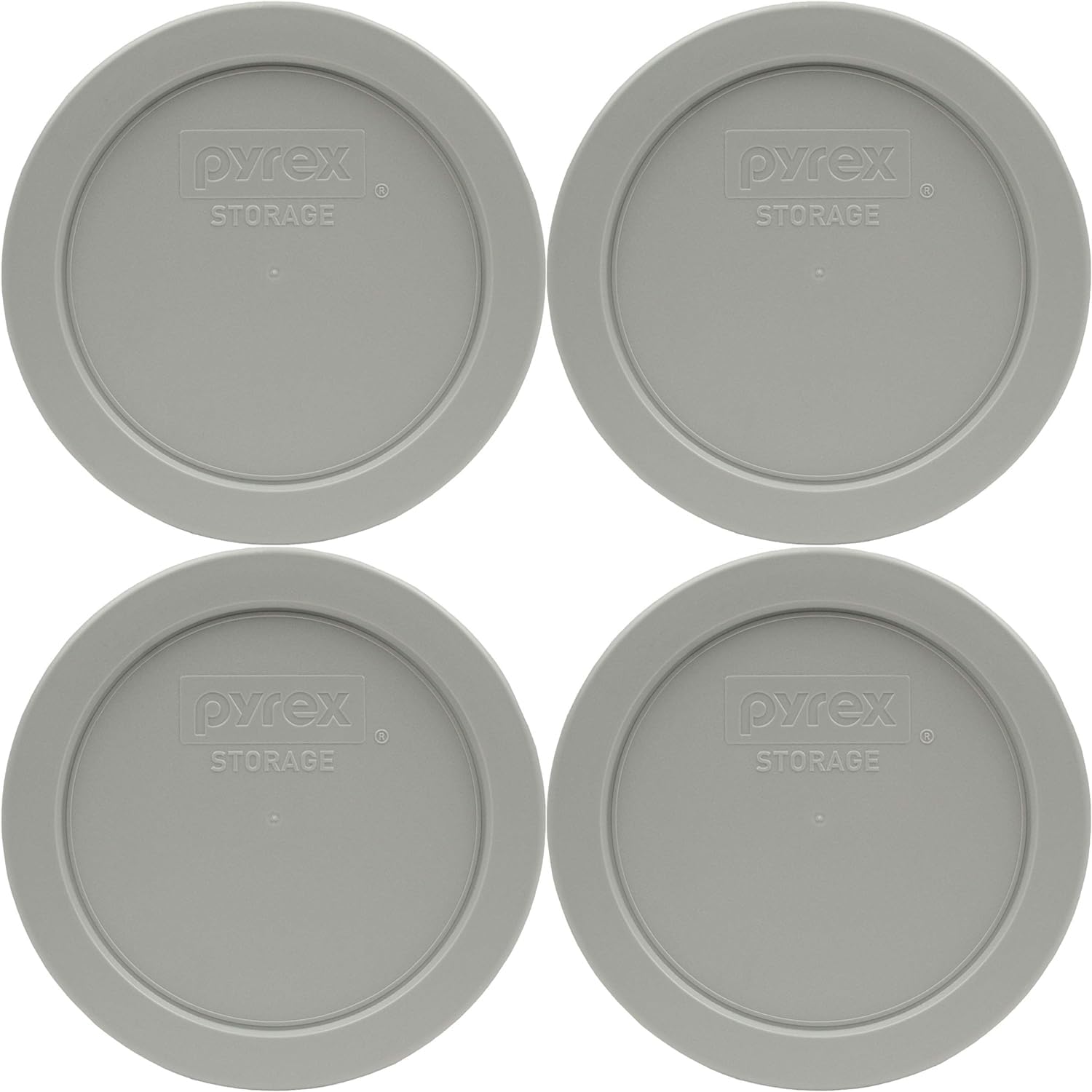 Pyrex 7200-PC 2-Cup Jet Gray Food Storage Replacement Lid (4-Pack) - Made in USA
