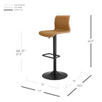 New Pacific Direct Jayden Vintage Cedar Brown PU Leather Low Back Gaslift Bar Stools, Set of 2, Perfect for Home & Kitchen