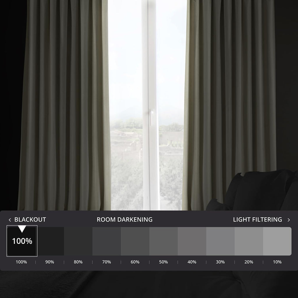 Hpd Half Price Drapes Signature Velvet Thermal Blackout Curtains For Living Room 96 Inch Long (1 Panel) Rod Pocket Insulated Blackout Curtains For Bedroom Window Curtains, 100W X 96L, Cool Beige