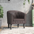 vidaXL Modern Tub Chair in Brown Faux Leather - Durable, Stain-Resistant Armchair for Living Room, Bedroom or Office - Comfortable Seat with Thick Padding