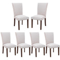 COLAMY Upholstered Dining Chairs Set of 6, Parsons Style Side Chairs with Nailhead Trim and Solid Wood Legs, Comfortable Linen F