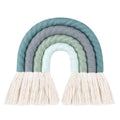 ZWA Rainbow Wall Hanging,Rainbow Wall Art,Handmade Macrame Rainbow Wall Decor for Nursery Kids Room Home Decor (Green+Grey Rainb