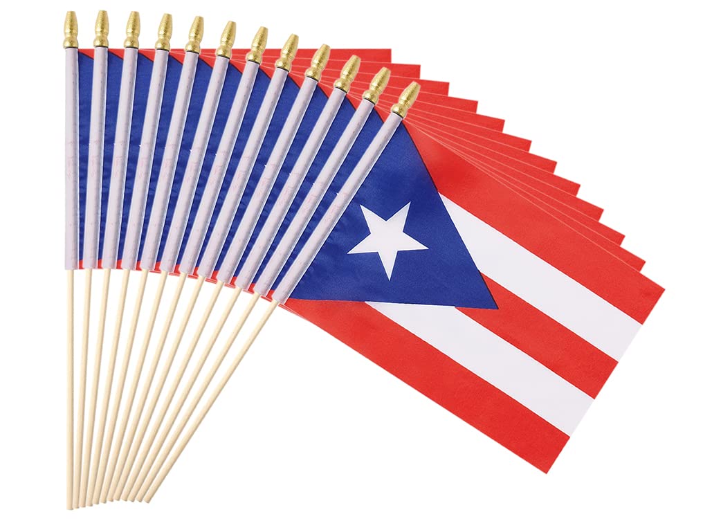 Ckexin 25Pack Small Puerto Rico Flag Handheld Mini Puerto Rican Flag On Stick 5X8 Inch