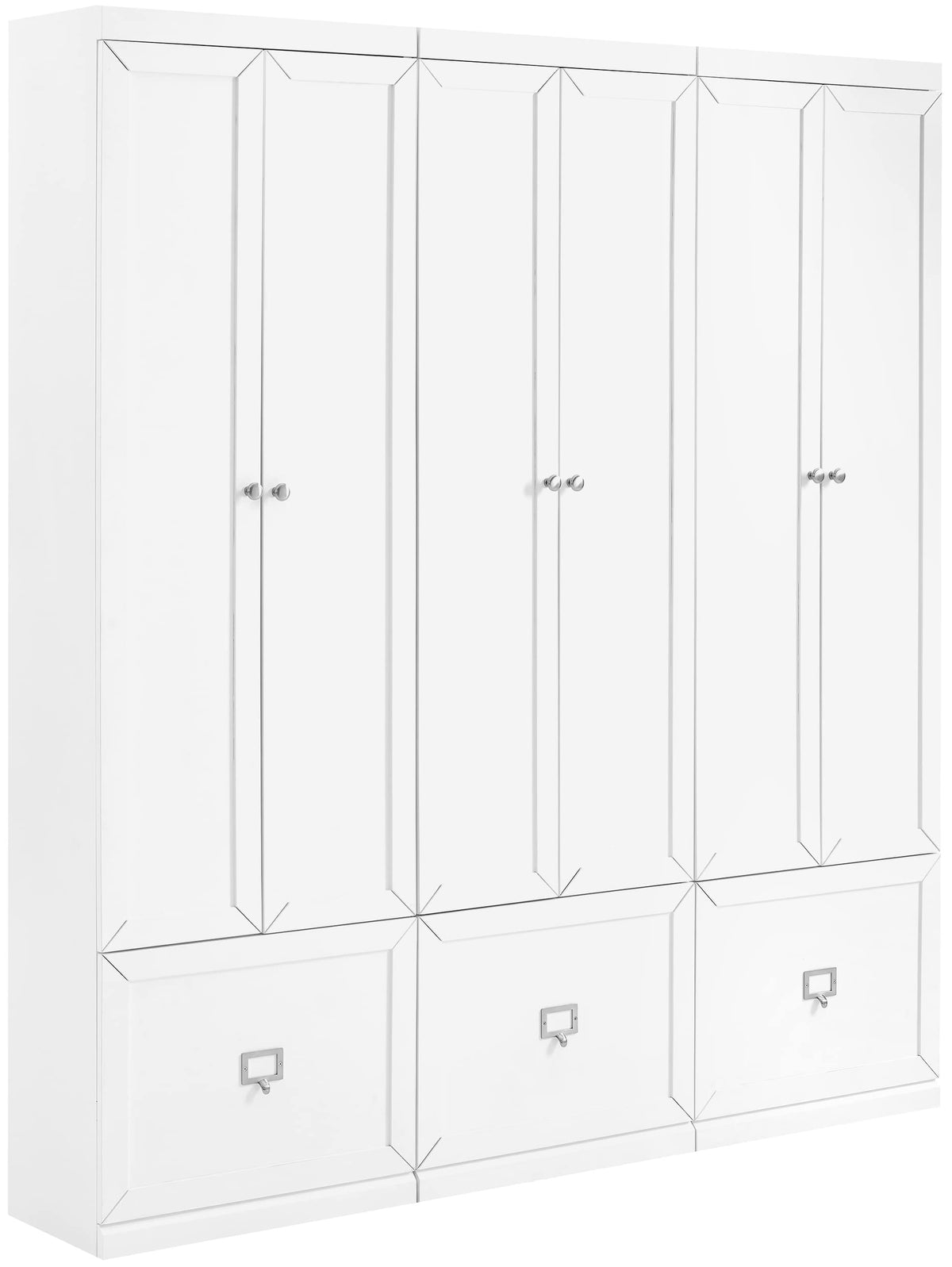 Crosley Furniture Harper 3-Piece Storage Cabinet Entryway Set with Storage Drawer and Hooks for Hanging, White