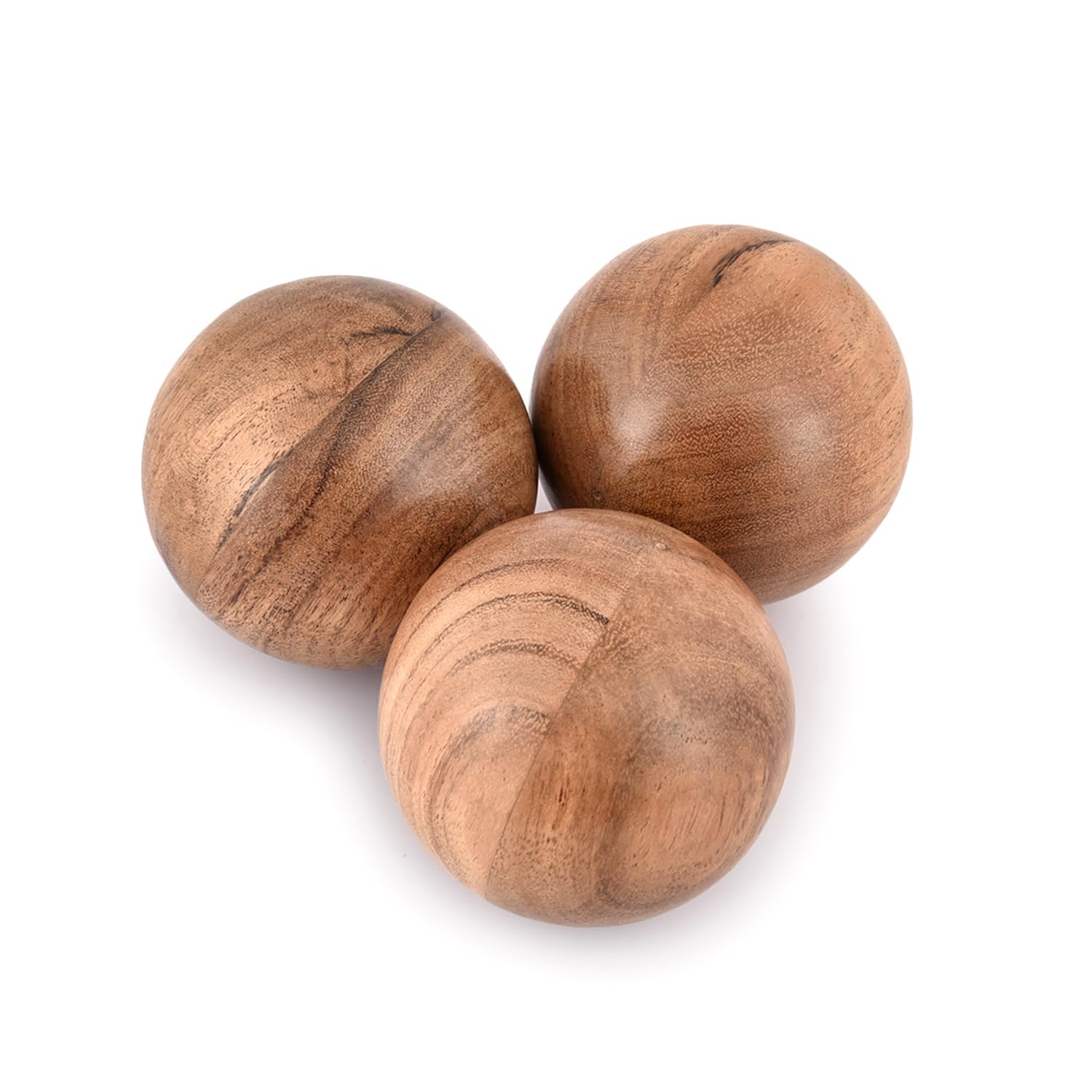 NIRMAN Decorative Acacia Wood Round Balls Set of 3 for Christmas Decorative Bowls Table Centerpiece  Coffee Table and House D  c