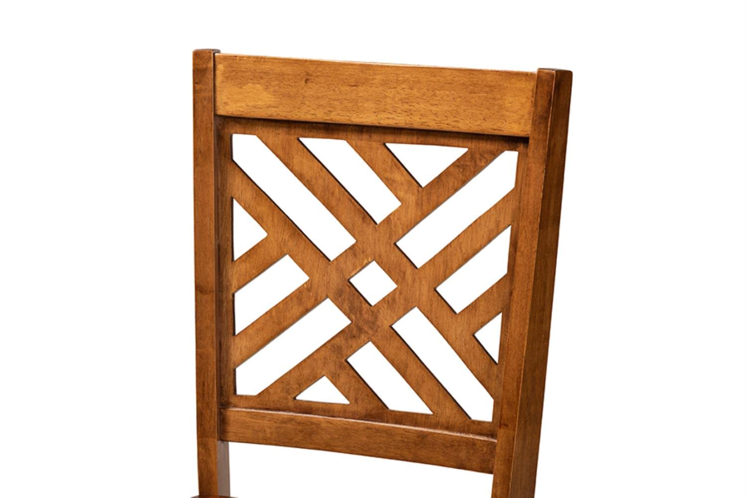 Baxton Studio Caron Modern and Contemporary Transitional Walnut Brown Finished Wood 2-Piece Dining Chair Set