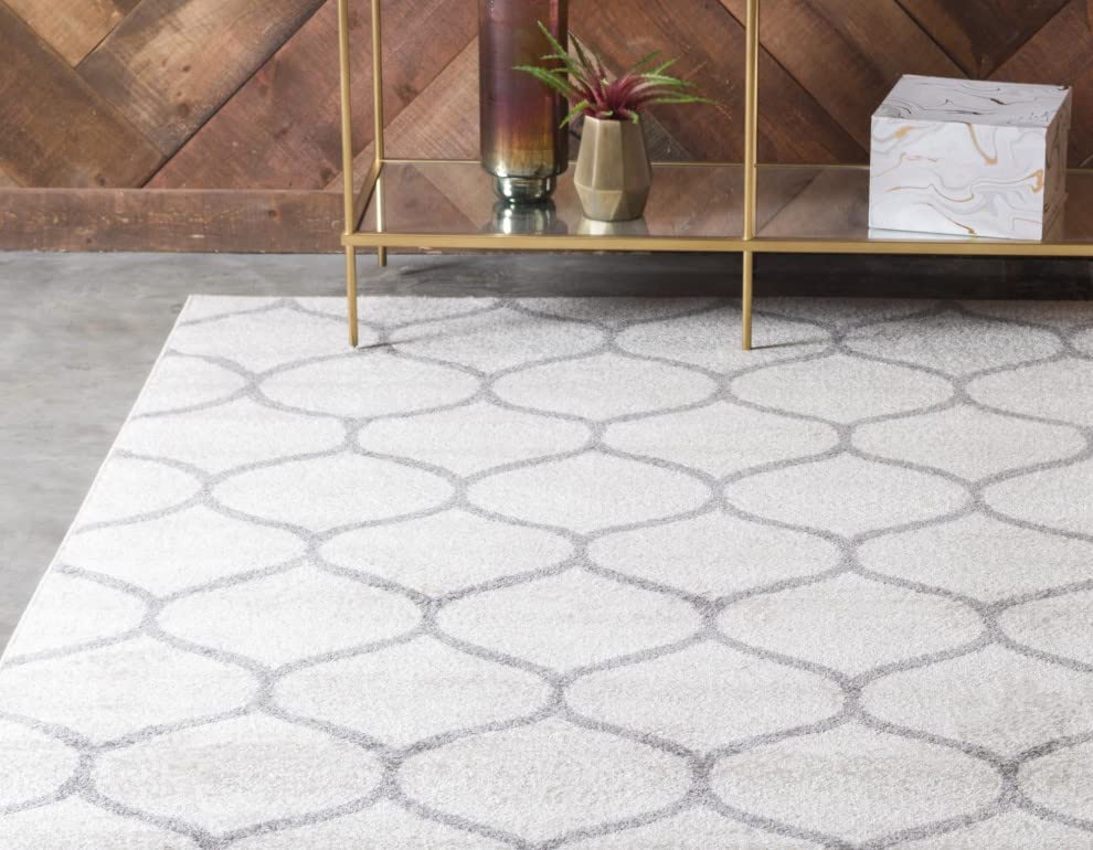 Unique Loom Trellis Frieze Collection Area Rug - Rounded (5' 1'' X 8', Ivory/ Gray)