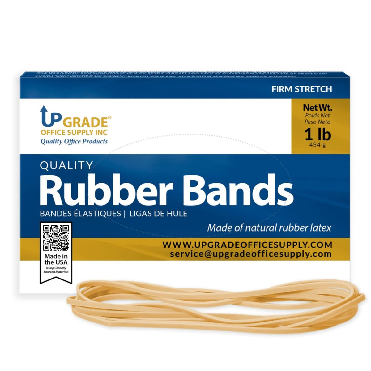Upgrade Office Supply Upg225117B Rubber Bands, Size #117B (7' X 1/8'), Natural Crepe, Made In Usa (1 Pound Box)