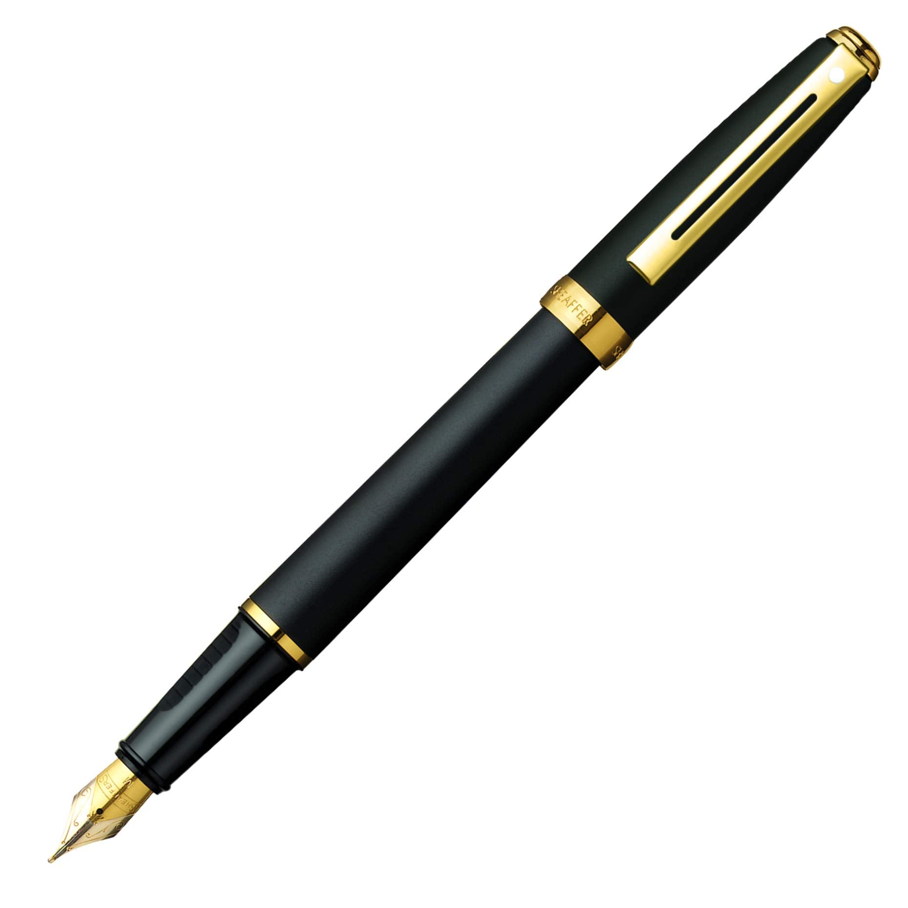 Sheaffer Prelude Black Matte Fountain Pen With 22Kt Gold-Plated Trim And Fine Nib