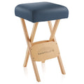 Saloniture Wood Folding Massage Stool with Carrying Case, Blue