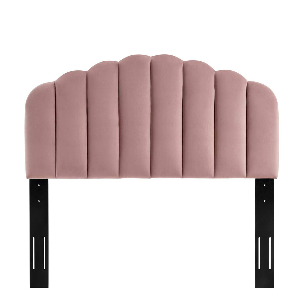 Modway Veronique Channel Tufted Performance Velvet Upholstered Full/Queen Headboard In Dusty Rose