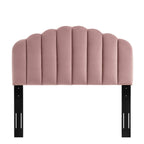 Modway Veronique Channel Tufted Performance Velvet Upholstered Full/Queen Headboard In Dusty Rose