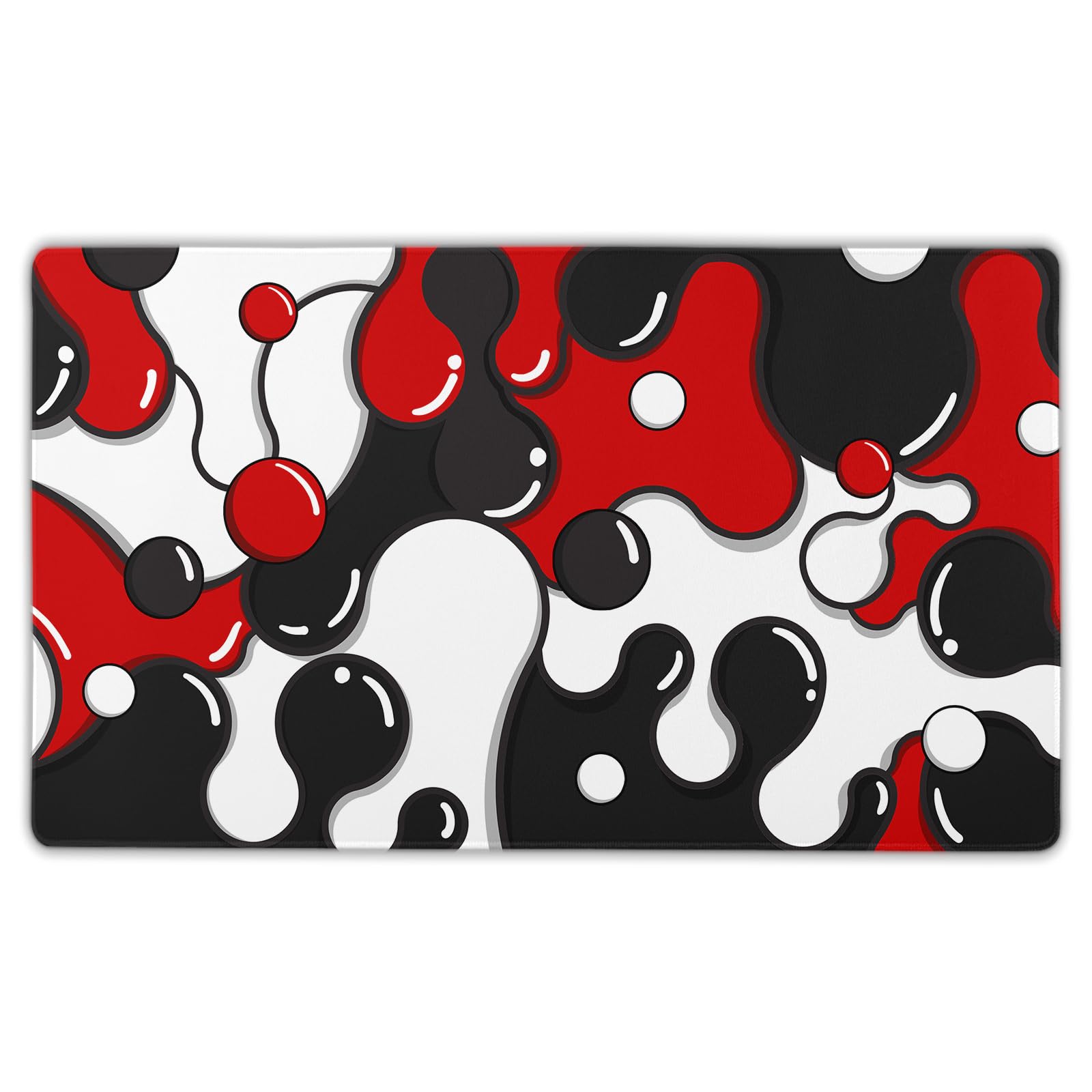 Red Black White Mouse Pad Xl Large Cool Geometric Japanese Extended Desk Mat 60X35 Cm Non-Slip Rubber Base Stitched Edge Large X