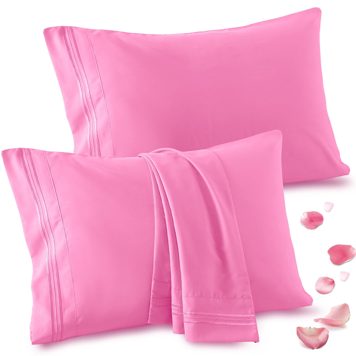 Vonty 2 Pack King Pillow Cases - 20X40 Inch, 1800 Thread Count Microfiber Pillowcases King Size Pink Pillow Cases Luxury & Soft