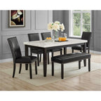 Steve Silver Furniture Westby Top Dining, 38" L x 64" W x 30" H, White Marble, Ebony Wood