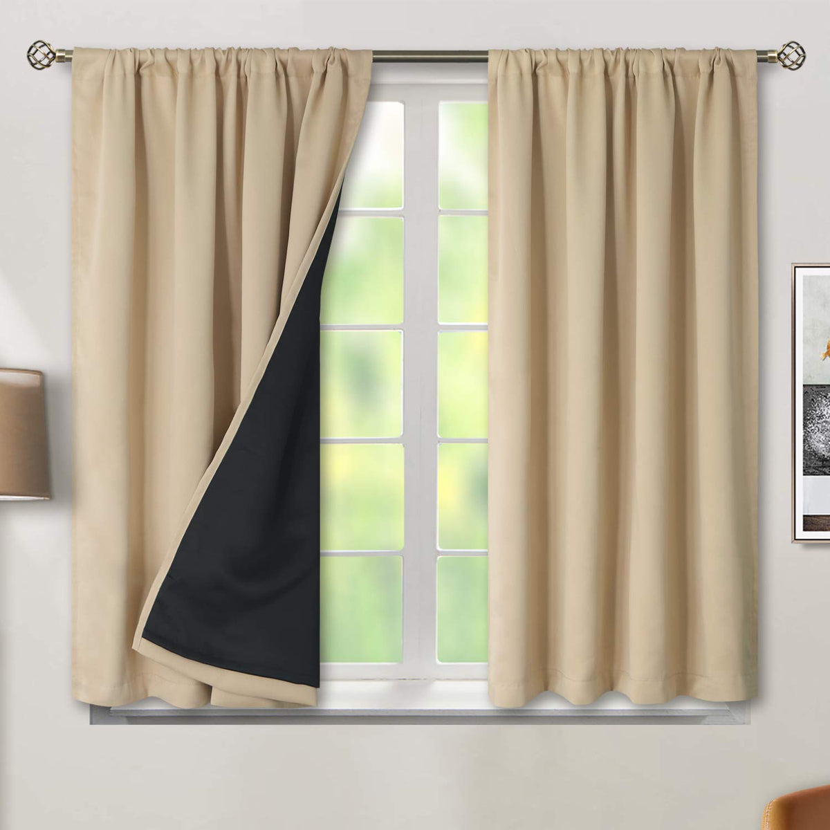 Bgment Blackout Curtains For Bedroom 54 Inch Length, Thermal Insulated Bedroom Curtains Rod Pocket Drapes Room Darkening Curtain