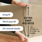 Extra Deep Pocket Queen Sheets - 4 Piece Breathable & Cooling Bed Sheets - Hotel Luxury Sheet Set - Soft, Wrinkle Free & Comfy - Easily Fits Extra Deep Mattresses - Deep Pocket Heathered Tan Sheets