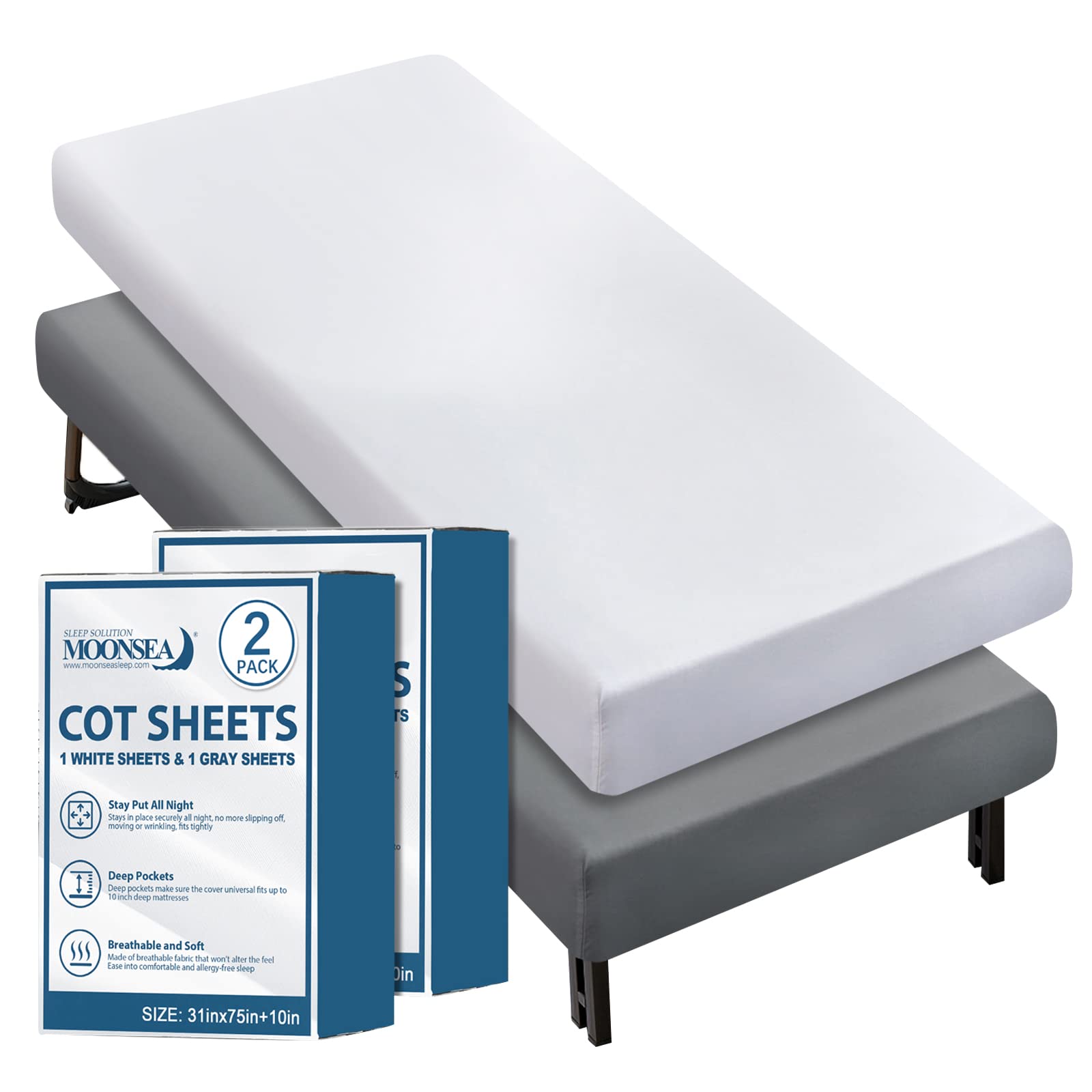 Cot Sheets 31' X 75'(2 Pack), Cot Fitted Sheet Ultra Soft And Breathable Snug Fit For Narrow Twin Mattress/Camp Bunk Beds/Rvs