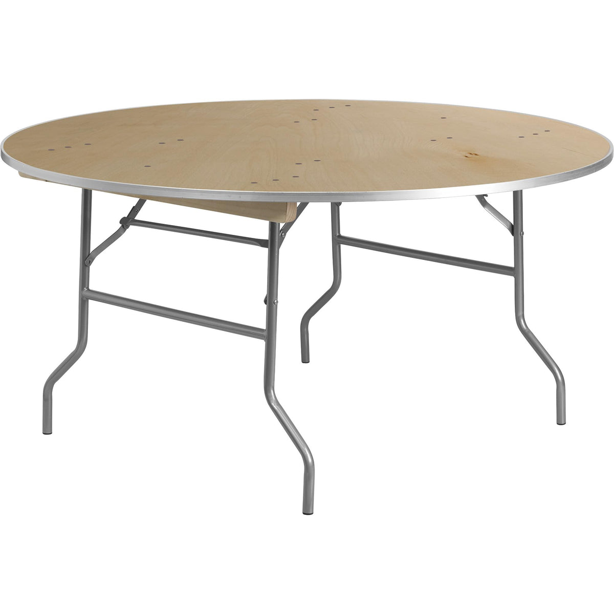 Flash Furniture Fielder 5-Foot Round HEAVY DUTY Birchwood Folding Banquet Table with METAL Edges, Natural