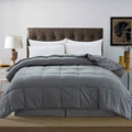 Downcool Comforters Queen Size, Duvet Insert,Dark Grey All Season Duvet, Lightweight Quilt, Down Alternative Hotel Comforter Wit