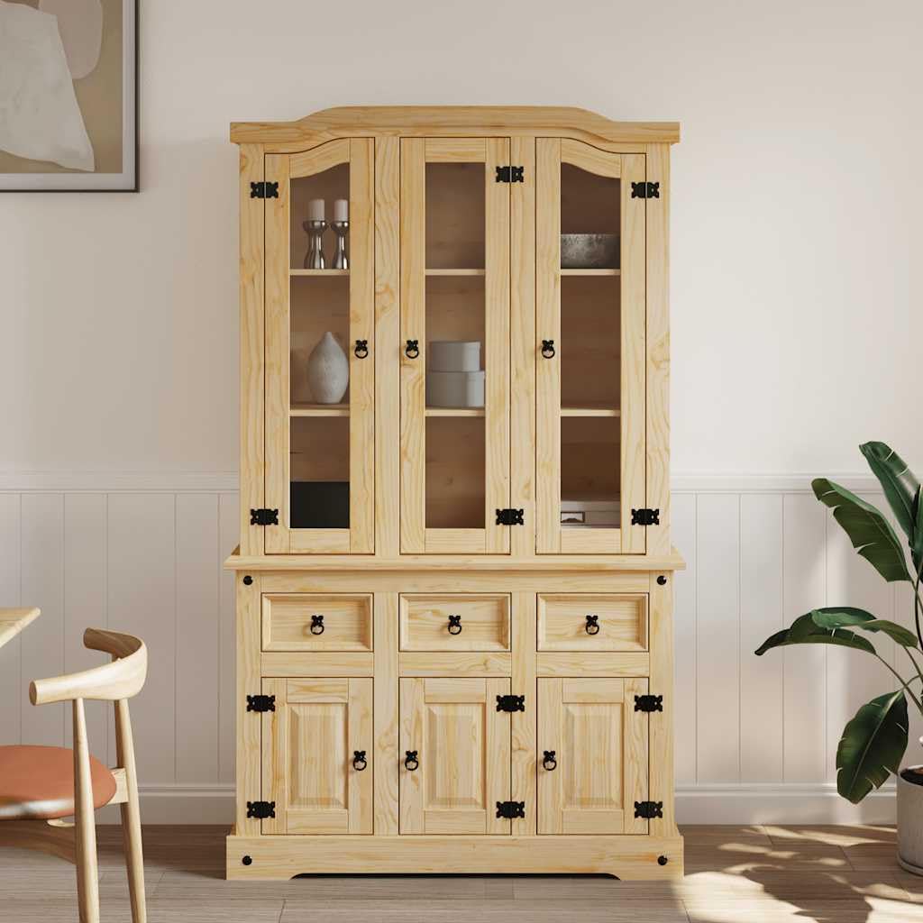 vidaXL Highboard - Spacious Storage with Shelves and Drawers - Solid Pine Wood, Rustic Design - Honey Brown