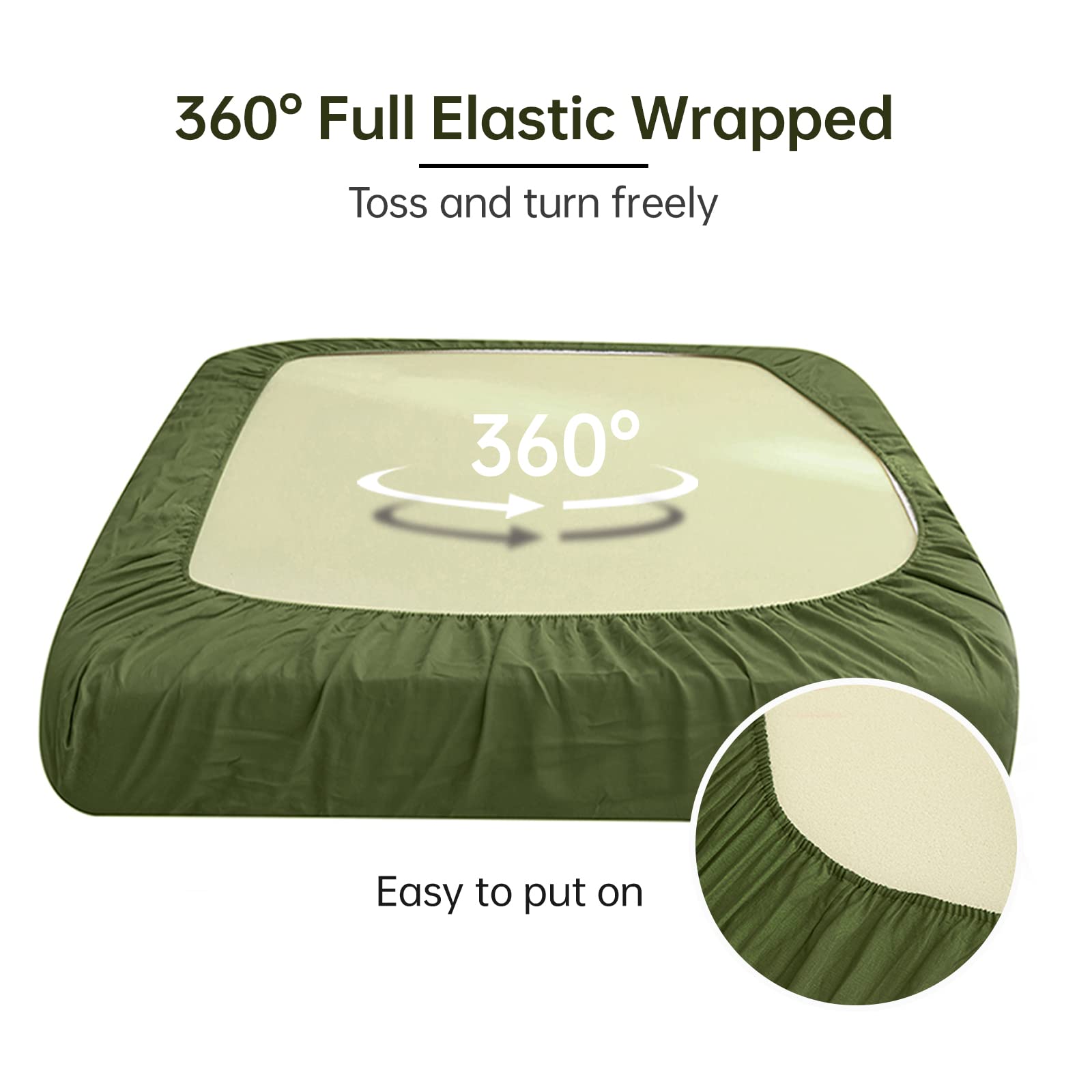 Simple&Opulence Premium 100% Linen Fitted Sheet (1 Piece) Full Size Mattress Cover, 14''Deep Pocket Natural Belgian Flax Bottom