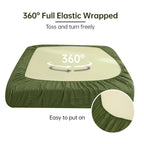 Simple&Opulence Premium 100% Linen Fitted Sheet (1 Piece) Full Size Mattress Cover, 14''Deep Pocket Natural Belgian Flax Bottom