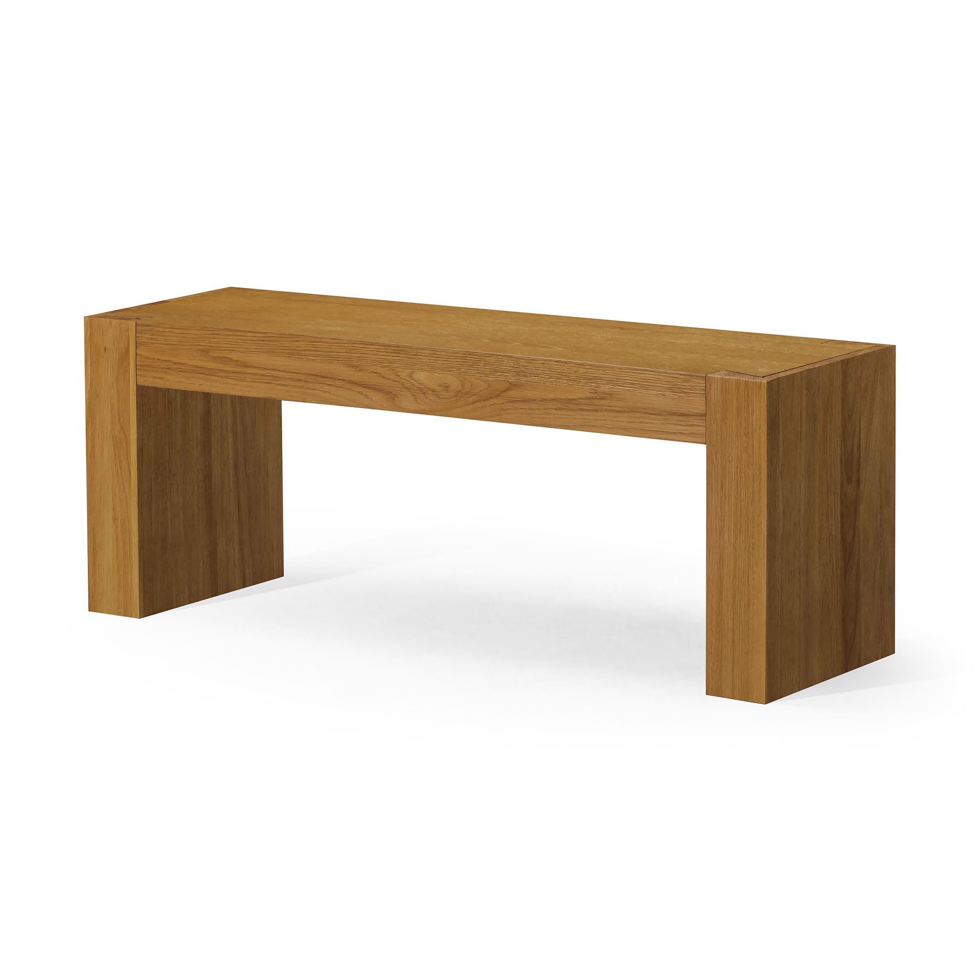 Maven Lane Zeno Contemporary Wooden Backless Bench Seating For Modern Dining, Kitchen Table, Entryway, Foyer, Or Lobby In Weathe
