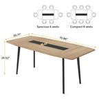 Tribesigns 6Ft Conference Table, 70.86L X 35.43W X 29.52H Inches Boat Shaped Meeting Table, Modern Seminar Table For Office Meeting Conference Room (Light Wood Grain, 6Ft)