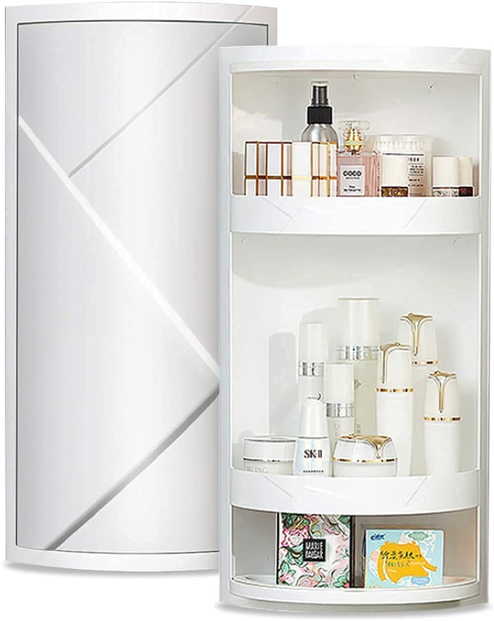 olpad Bathroom Rotating Triangle Storage Rack 360 Degree Rotating MultiFunction Organizer Plastic Triangle Shelf DustProof Wat