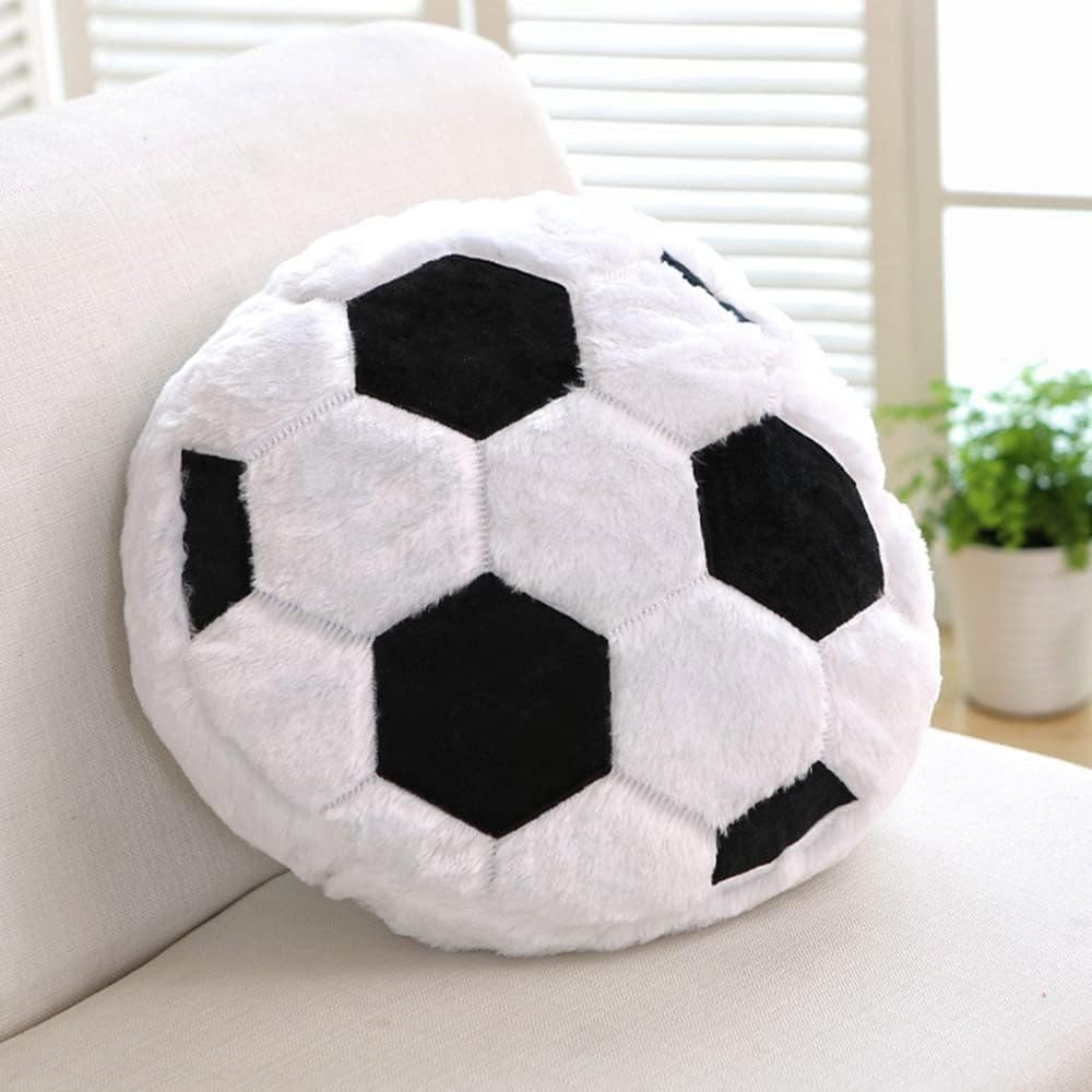 14Inch Fluffy Soccer Balls Plush Pillow,Soft Soccer Ball Stuffed Toys,Decorative Soccer & Football Pillow Cushion Throw Pillow,F