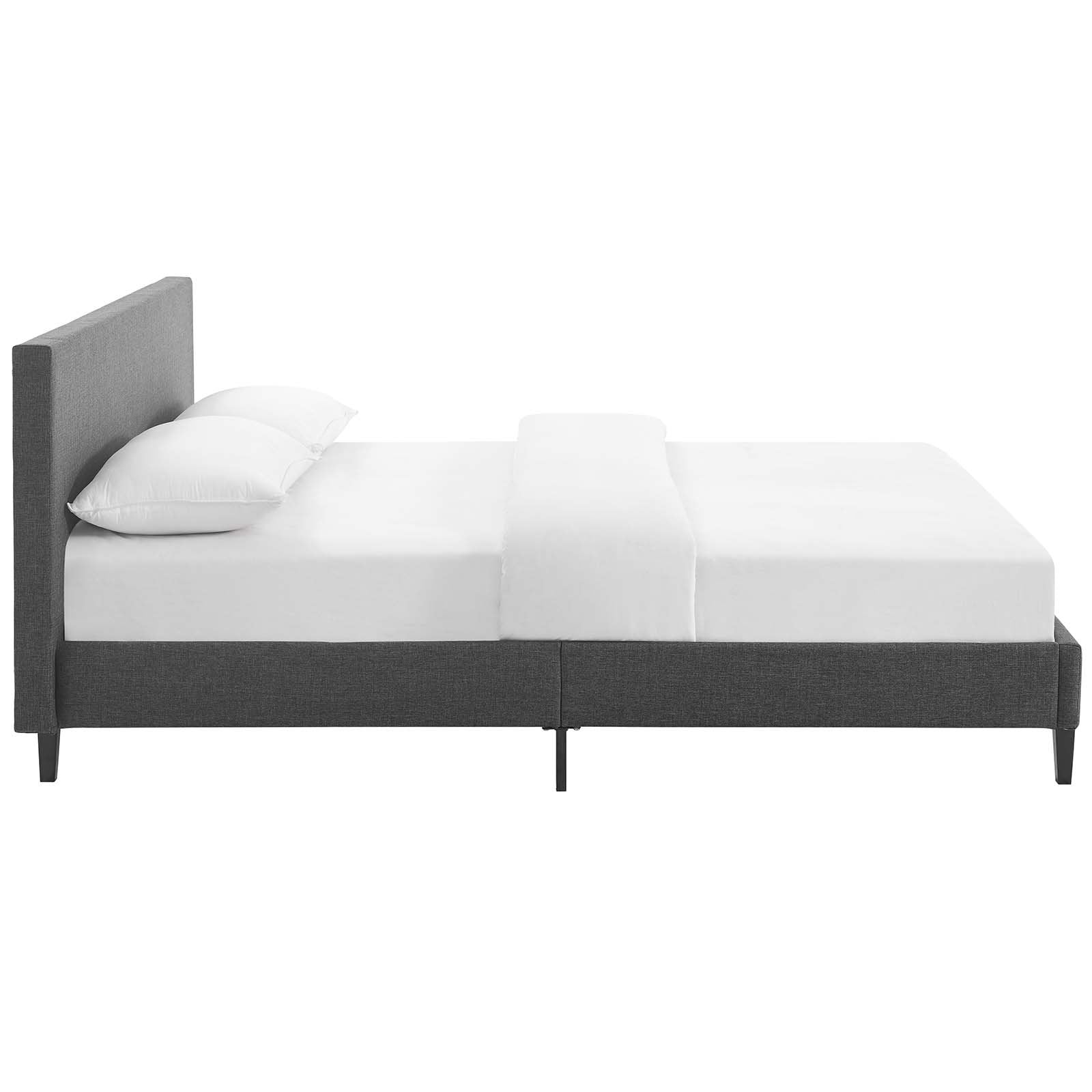 Modway Anya Upholstered Gray Full Platform Bed With Wood Slat Support