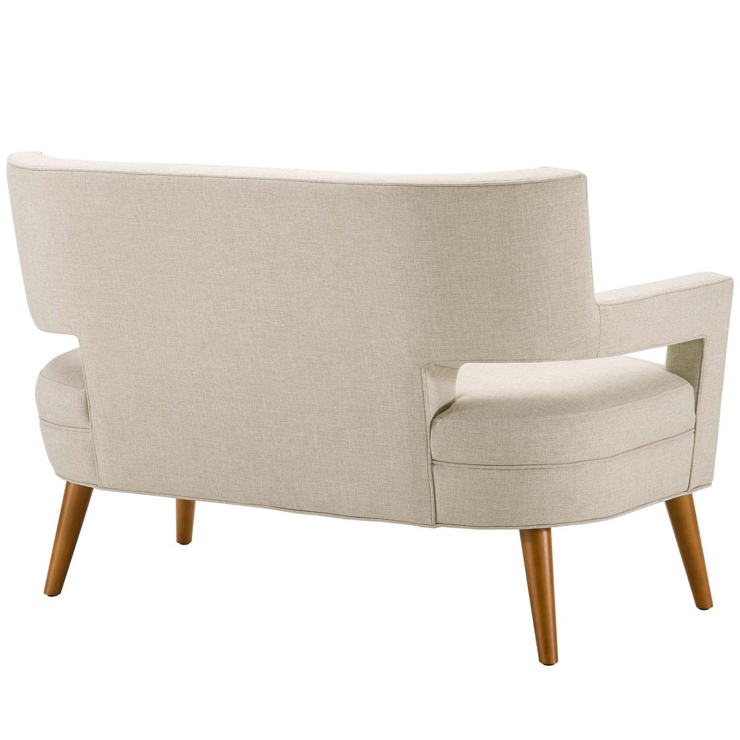 Modway Sheer Upholstered Fabric Mid-Century Modern Set Of 2 In Sand, 2 Armchairs