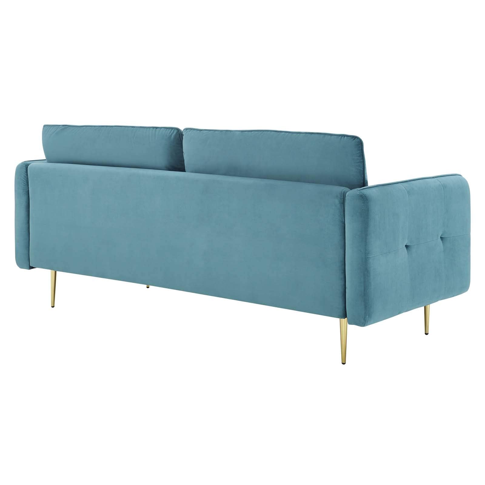 Modway Cameron Tufted Performance Velvet Sofa In Sea Blue