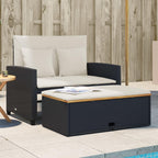vidaXL Garden Sofa with 2 Seater Cushions, Outdoor Seat, Loveseat, Patio Furniture Terrace Balcony, Rattan and Wood Acacia Black