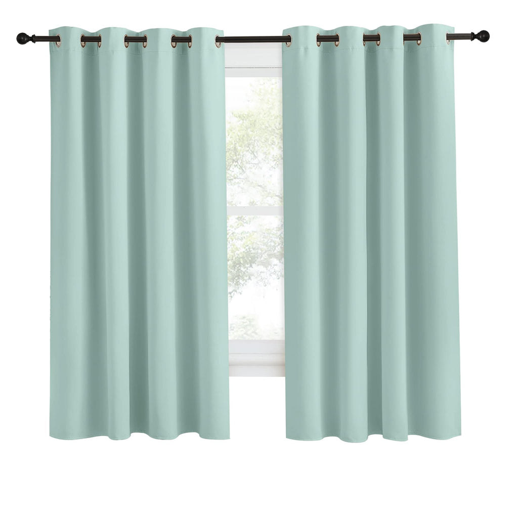Nicetown Kitchen Blackout Window Curtain Panel, Aqua Blue, 1 Panel, 55 By 68 Inches Long, Home Fashion Thermal Insulated Solid Grommet Room Darkening Drape For Apartment