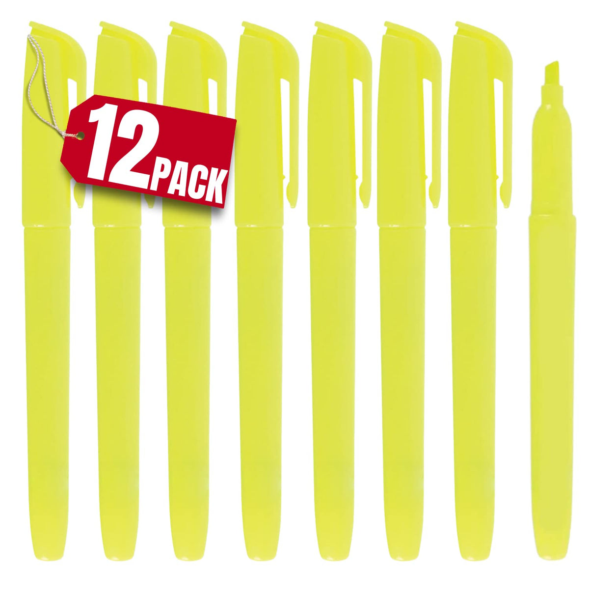 1Intheoffice Yellow Highlighter, Flourescnet Yellow, Chisel Tip, 12 Pack