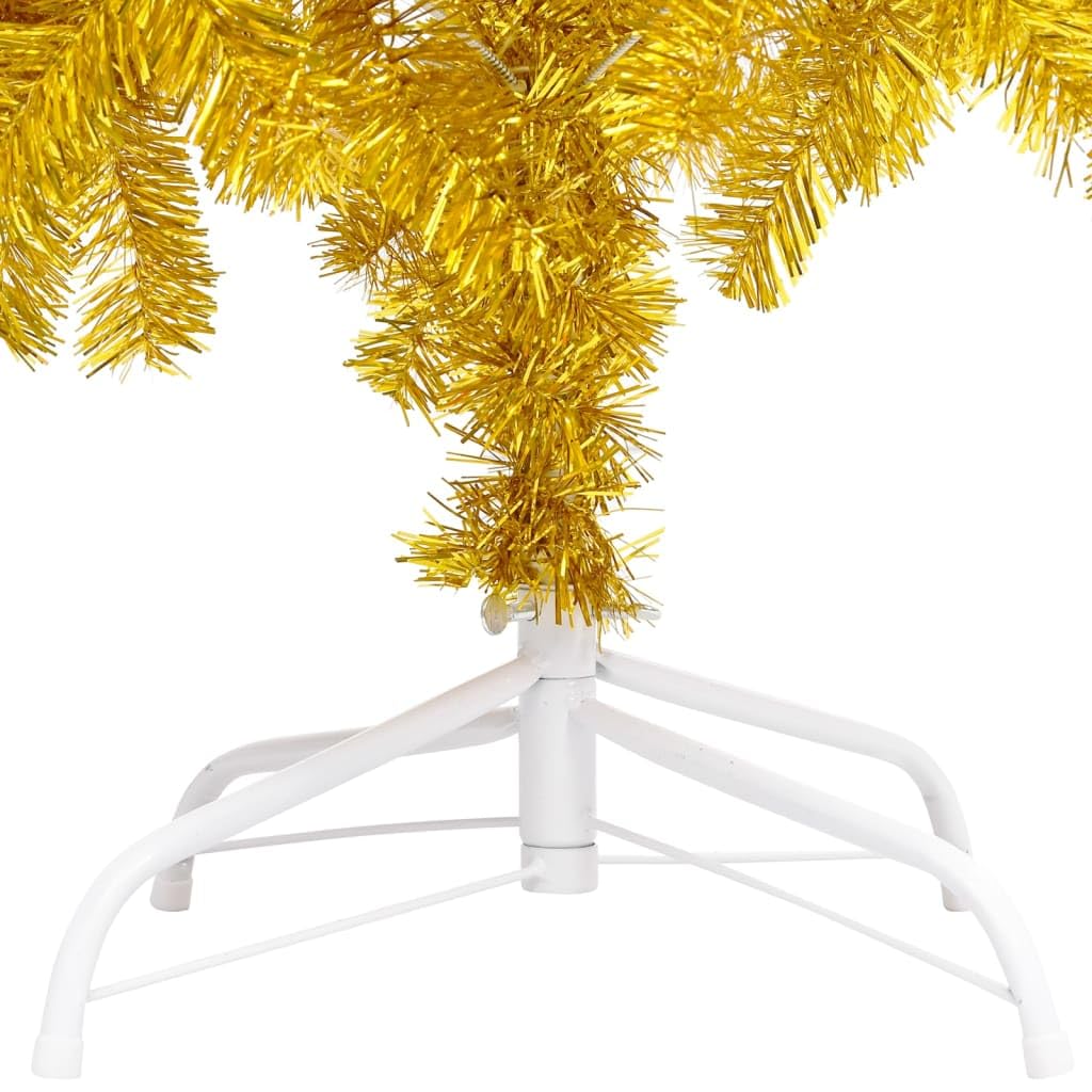 Vidaxl 6Ft Artificial Christmas Tree With Stand, Beautiful Gold Color, Made Of Pet And Steel Material, Suitable For Indoor And Outdoor Use