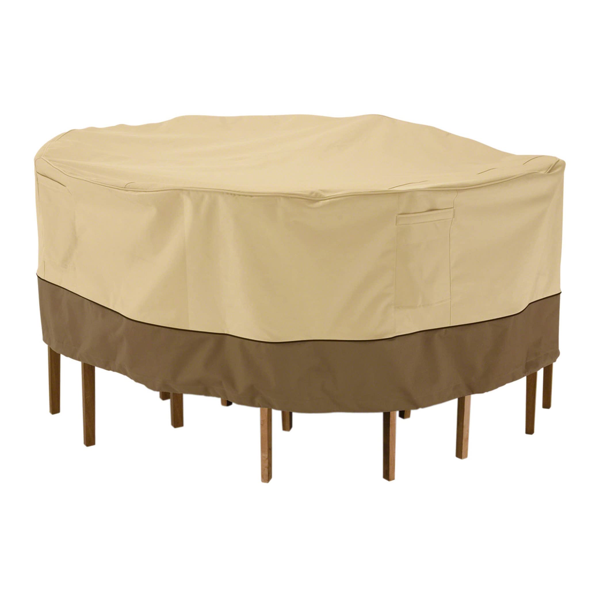 Classic Accessories Veranda Water-Resistant 70 Inch Round Patio Table & Chair Set Cover, Outdoor Table Cover